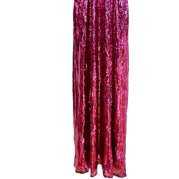 LE PIACENTINI Fuchsia Sequin Evening  Gown. Made in Italy. Size IT 42 - Picture 10 of 11